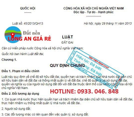 Luật sử dụng đất 2013